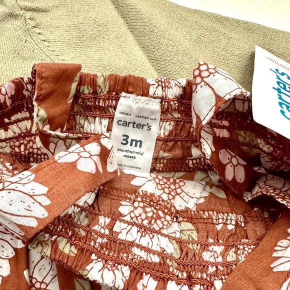 Carter's 3mo Two-Piece Infant Girl Sun Floral Bodysuit With‎ Sweater Coverup - Picture 5 of 5